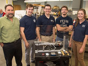 USU students and professor who will work on the small rocket motor project